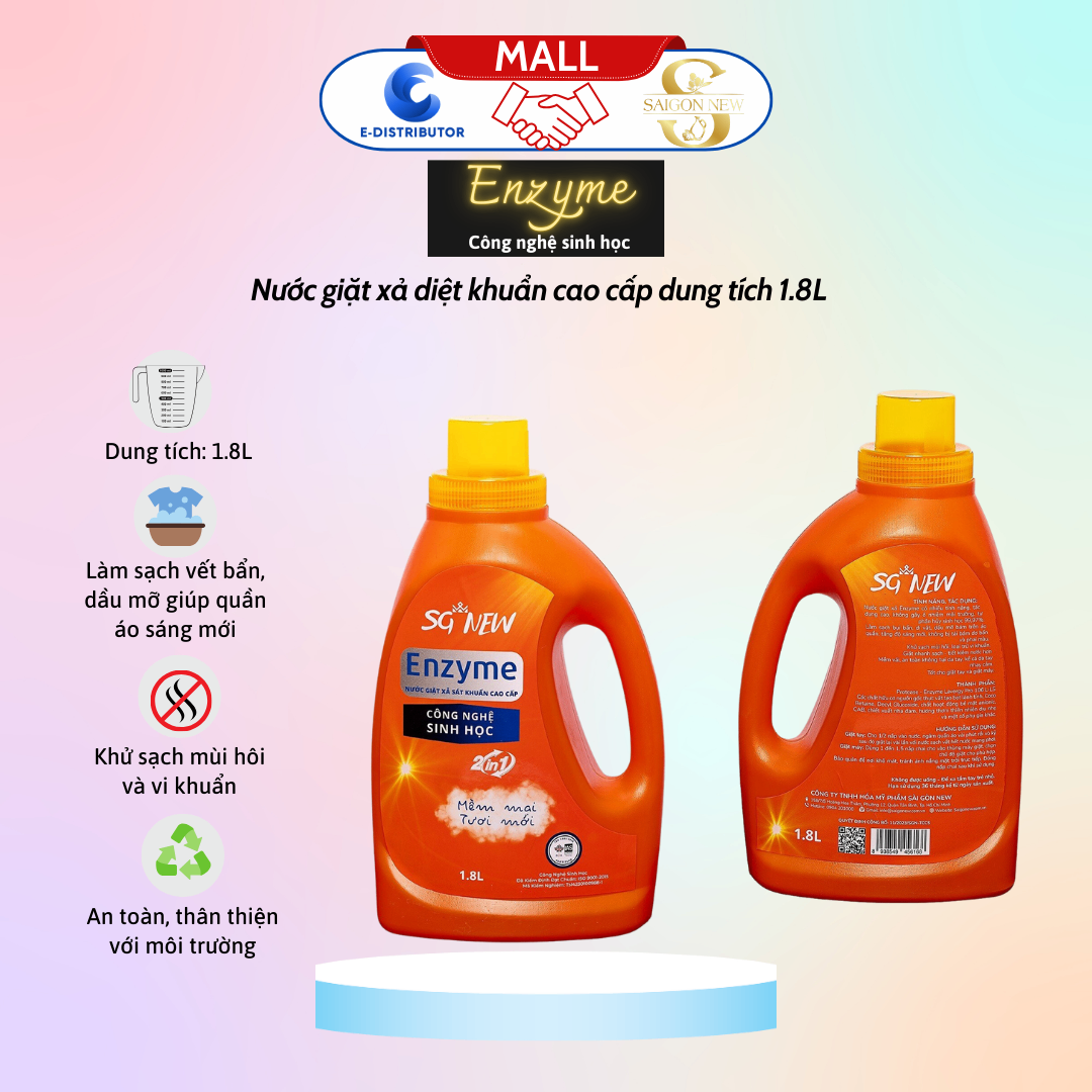Nước giặt xả sát khuẩn Enzyme SGNEW 1.8l