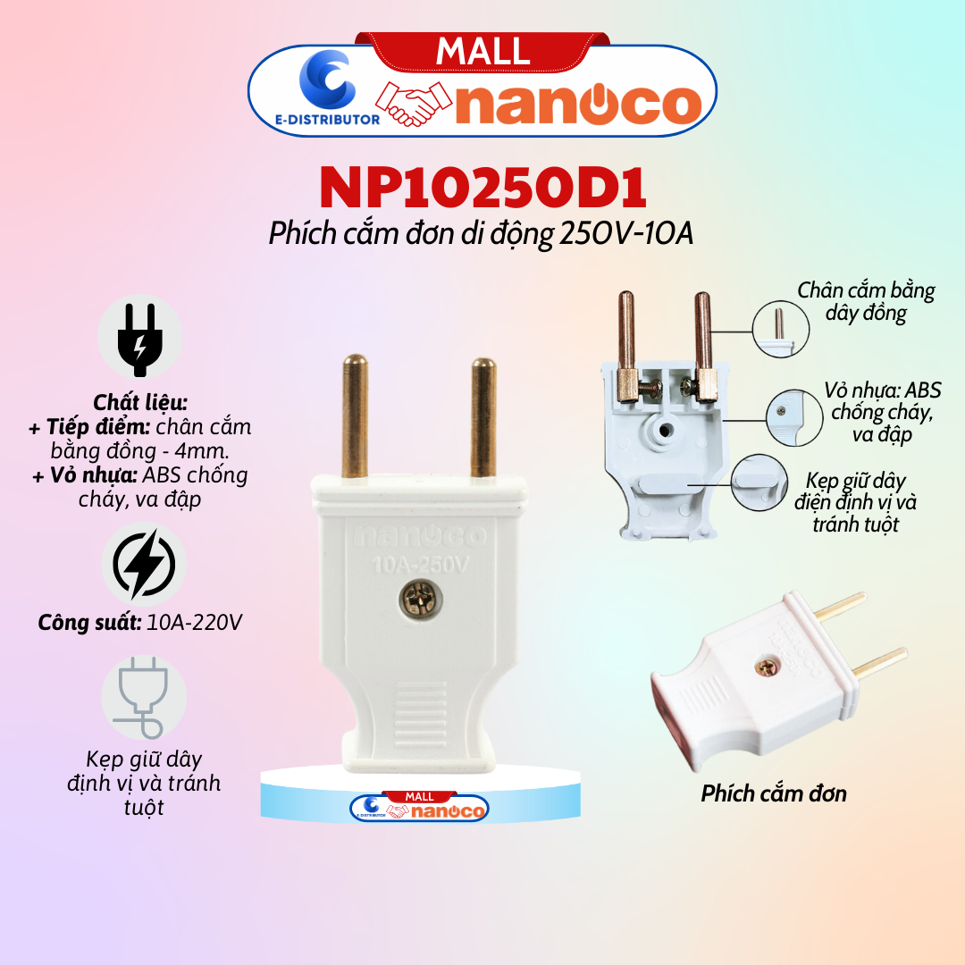 Phích cắm đơn Nanoco : NP10250D1