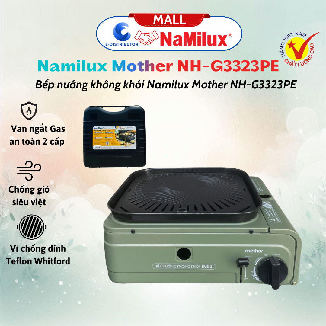 Bếp Lẩu Nướng Mini Đa Năng Mother NH-G3323PE│Đã Có Nướng Thì Phải Có Lẩu│Không Khói│Chống Gió Siêu Việt│Hàng Chính Hãng
