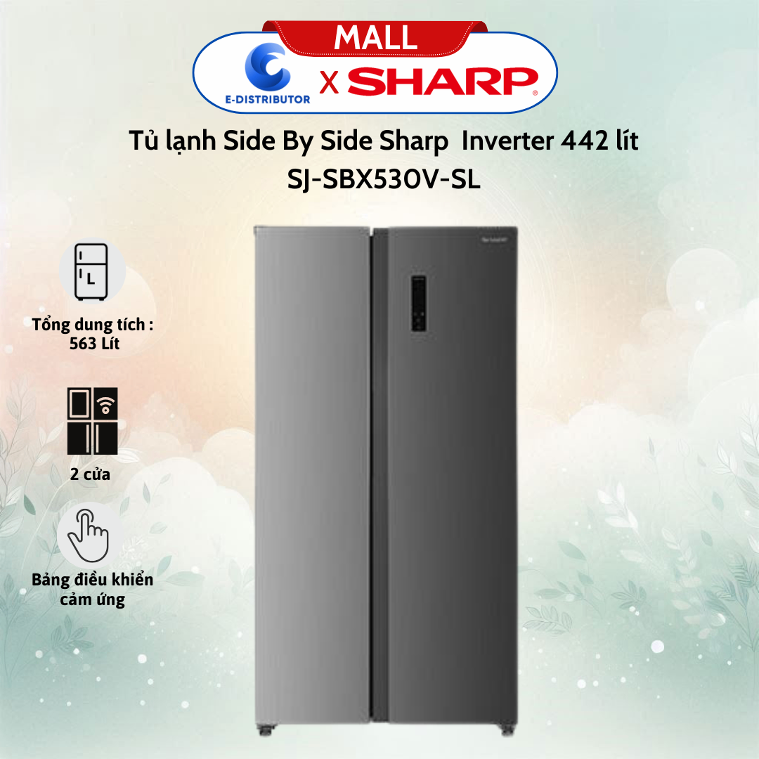 Tủ lạnh Side By Side Sharp SJ-SBX530V-SL Inverter 442 lít