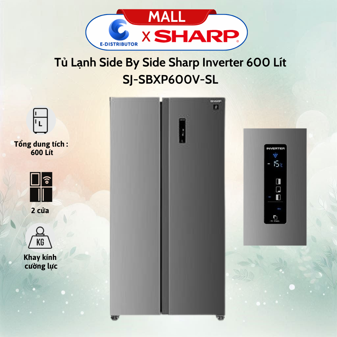Tủ Lạnh Side By Side Sharp SJ-SBXP600V-SL Inverter 600 Lít