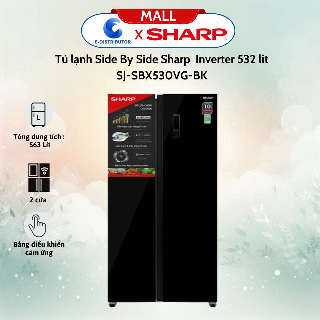 Tủ lạnh Side By Side Sharp SJ-SBX530VG-BK Inverter 532 lít