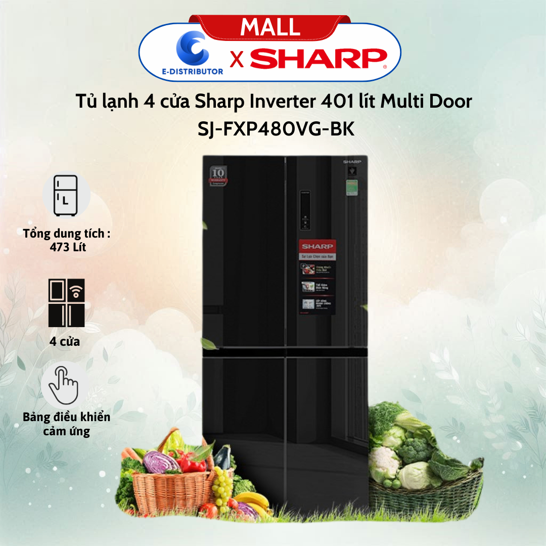Tủ lạnh 4 cửa Sharp SJ-FXP480VG-BK Inverter 401 lít Multi Door