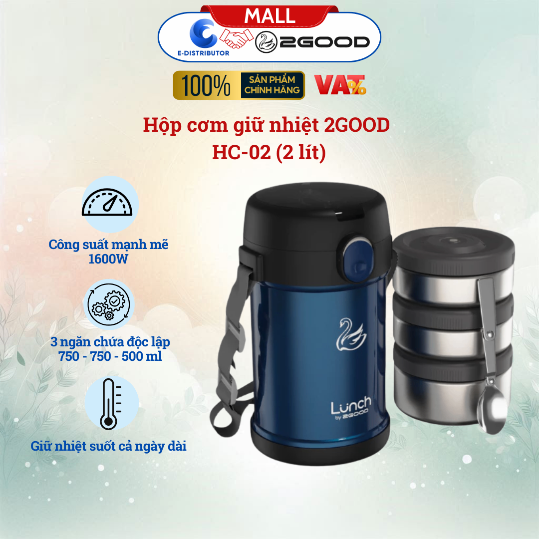 Hộp cơm giữ nhiệt 2GOOD HC-02 (2 lít) - Hàng Chính Hãng