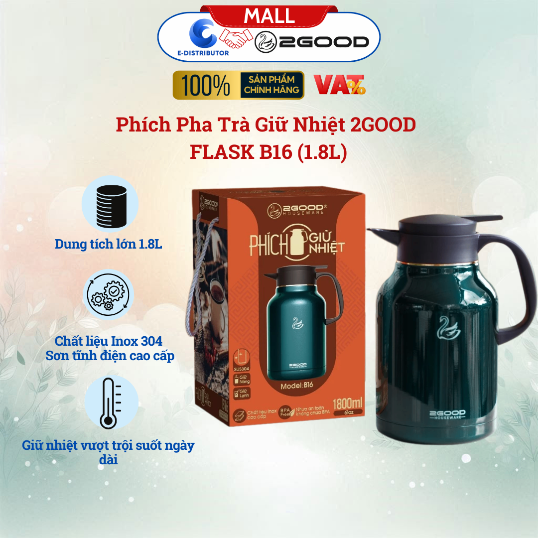 Phích Pha Trà Giữ Nhiệt 2GOOD FLASK B16 (1.8L)