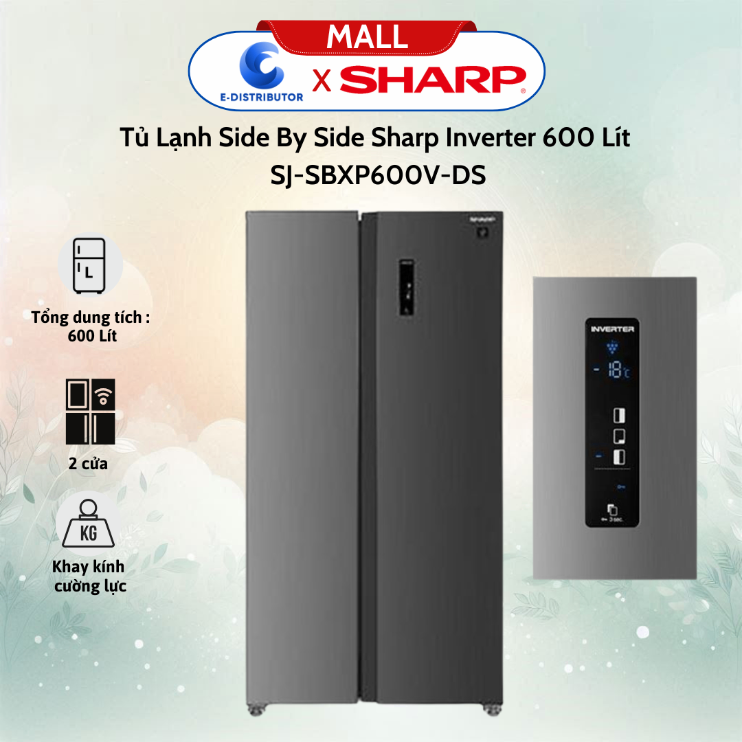 Tủ Lạnh Side By Side Sharp SJ-SBXP600V-DS Inverter 600 Lít