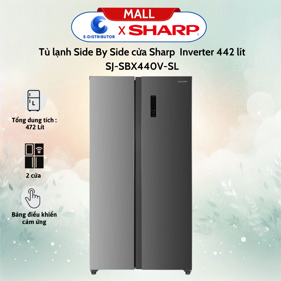 Tủ lạnh Side By Side cửa Sharp SJ-SBX440V-SL Inverter 442 lít