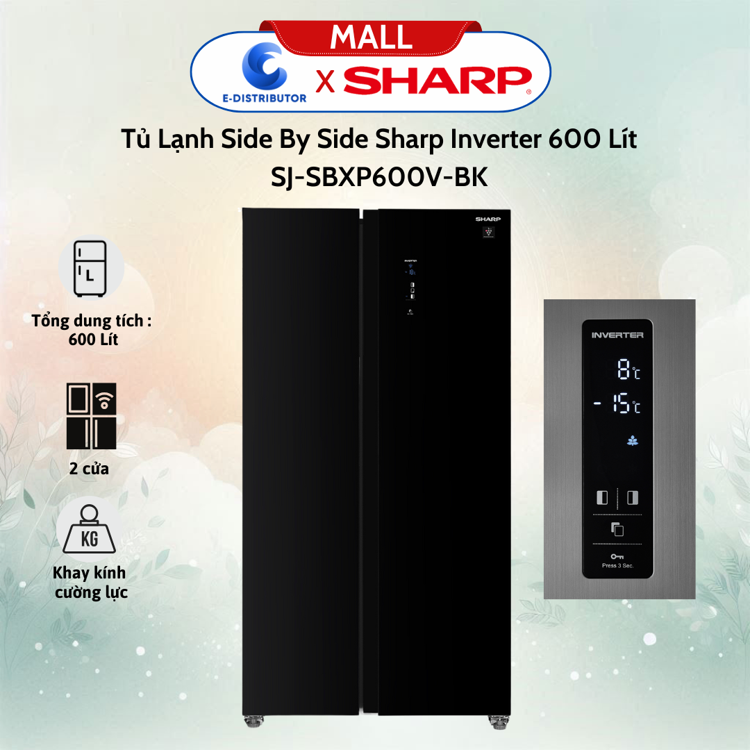 Tủ Lạnh Side By Side Sharp SJ-SBXP600V-BK Inverter 600 Lít
