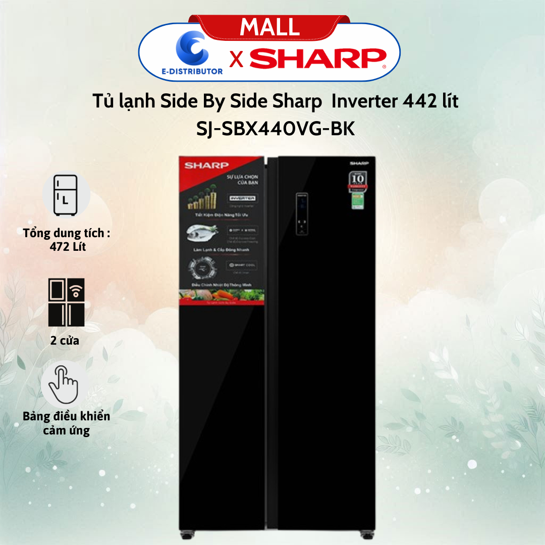 Tủ lạnh Side By Side Sharp SJ-SBX440VG-BK Inverter 442 lít