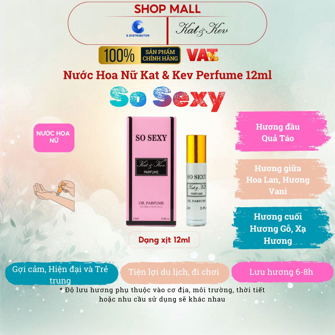 Nước Hoa Kat & Kev 12ml Dạng Lăn Tiết Kiệm Full Hộp - KKL12TK - Sosexy Nước hoa Nữ