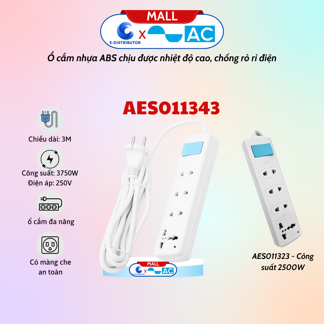 Ổ cắm nối dài an toàn hiệu AC - AES011343