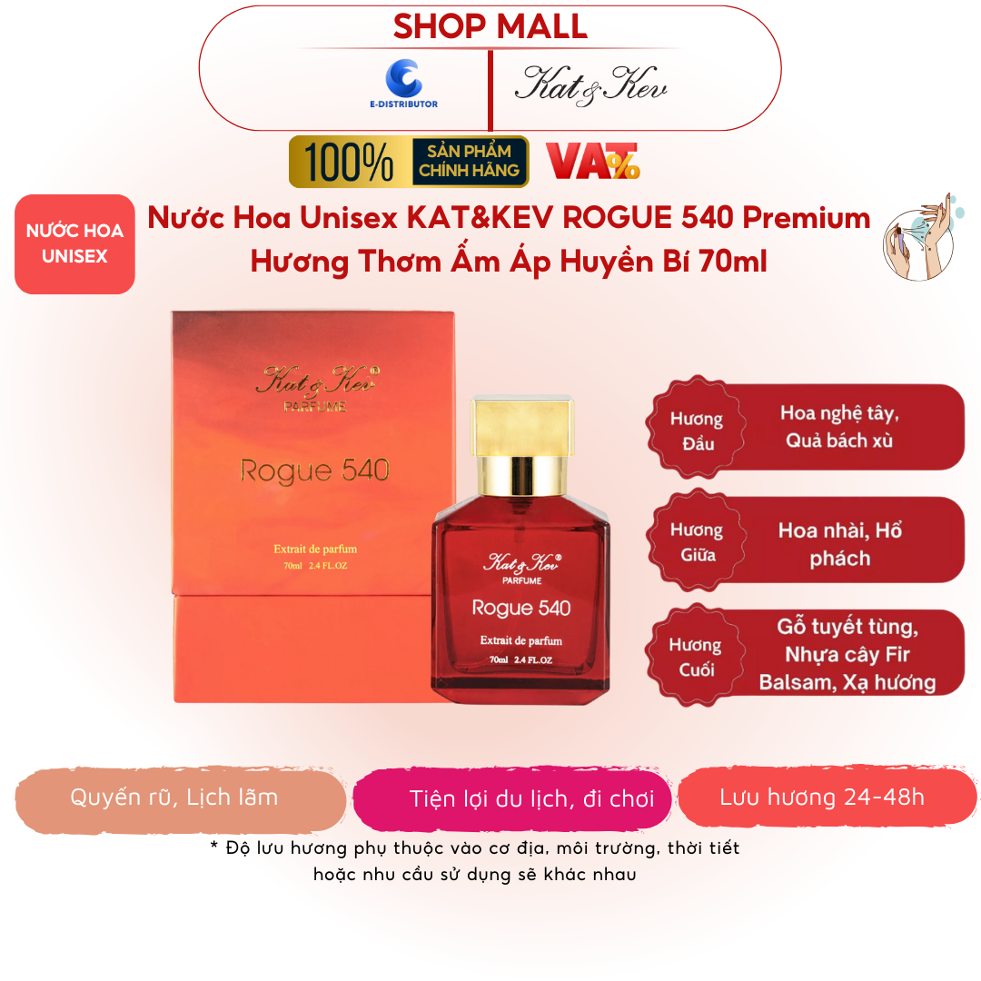 Nước Hoa Kat & Kev 70ml Dạng Xịt Full Box cao Cấp - KKX70HR - Rogue 540 Nước hoa Unisex