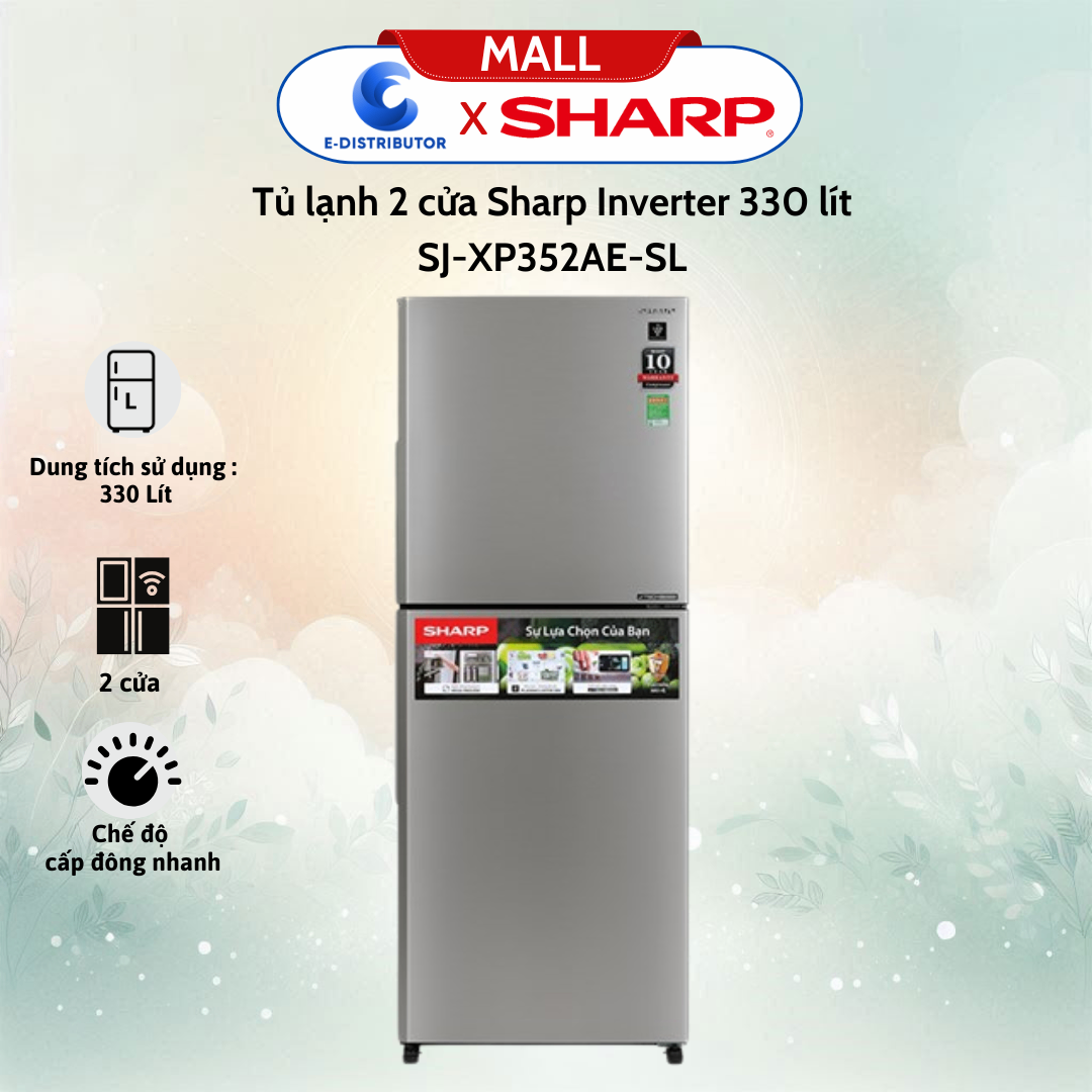 Tủ lạnh 2 cửa Sharp SJ-XP352AE-SL Inverter 330 lít