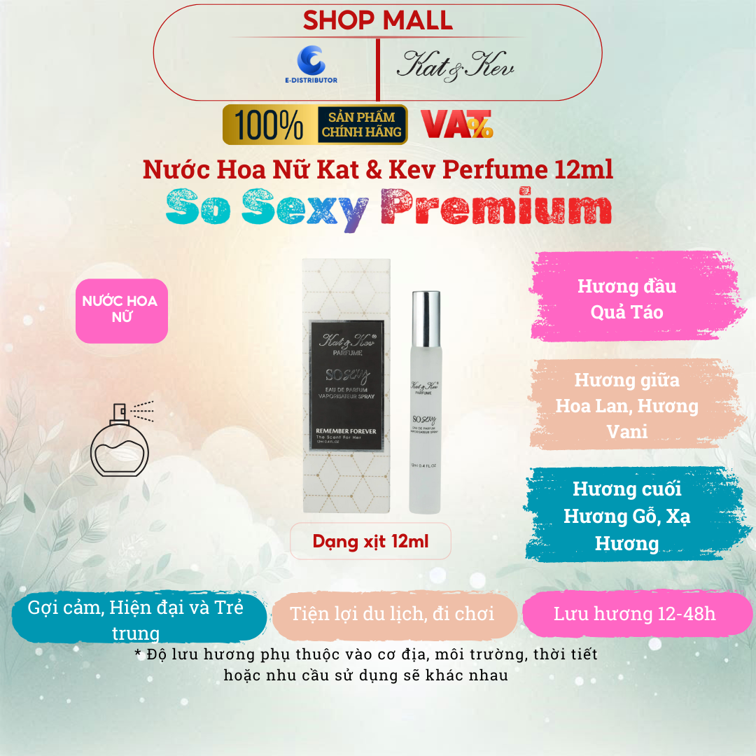 Nước Hoa Kat & Kev 12ml Dạng Xịt Mờ Full Box Cao cấp - KKX12XM - Sosexy Nước hoa Nữ