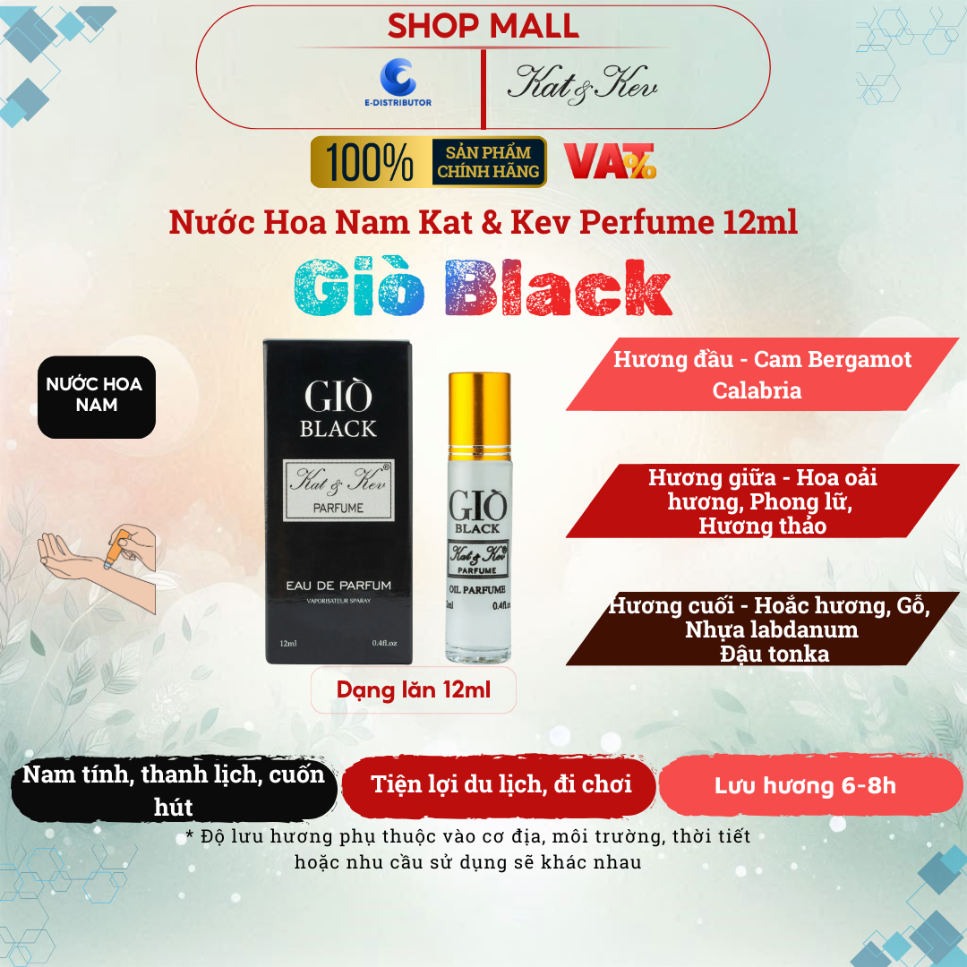 Nước Hoa Kat & Kev 12ml Dạng Lăn Tiết Kiệm Full Hộp - KKL12TK - Giò Nước hoa Nam