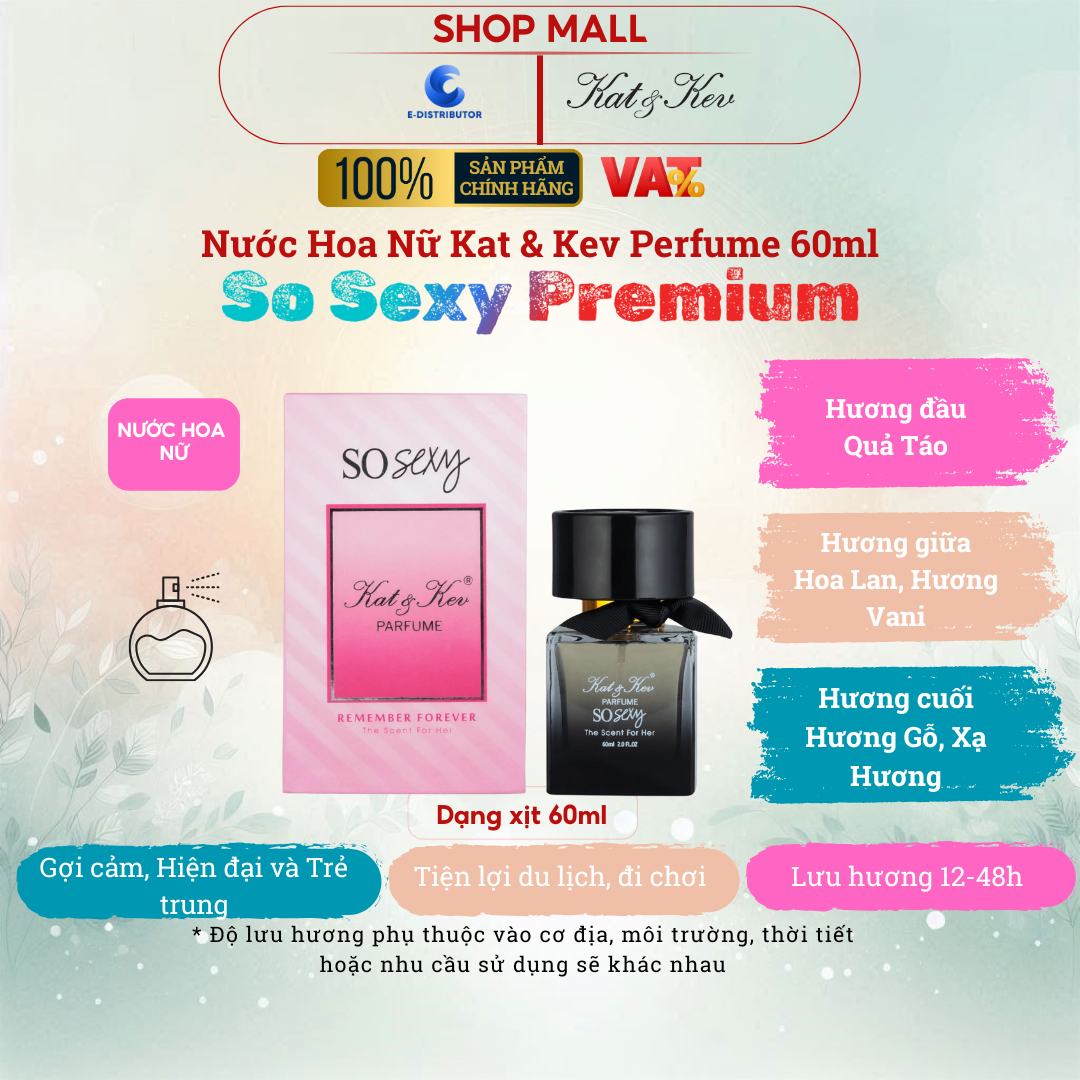 Nước Hoa Kat & Kev 60ml Hộp Rút Dạng Xịt Full Box Cao cấp - KKX60HR - Sosexy Nước hoa Nữ