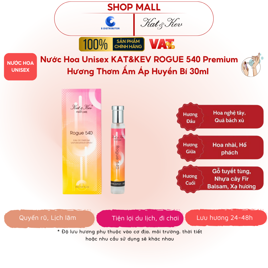 Nước Hoa Kat & Kev 30ml Dạng Xịt Ống Trụ Full Box - KKX30OT - Rogue 540 Nước hoa Unisex