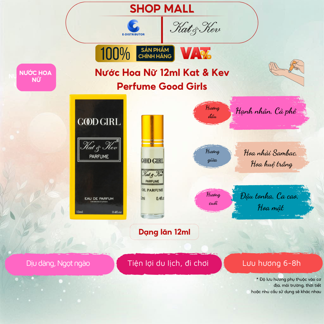 Nước Hoa Kat & Kev 12ml Dạng Lăn Tiết Kiệm Full Hộp - KKL12TK - Goodgirl Nước hoa Nữ