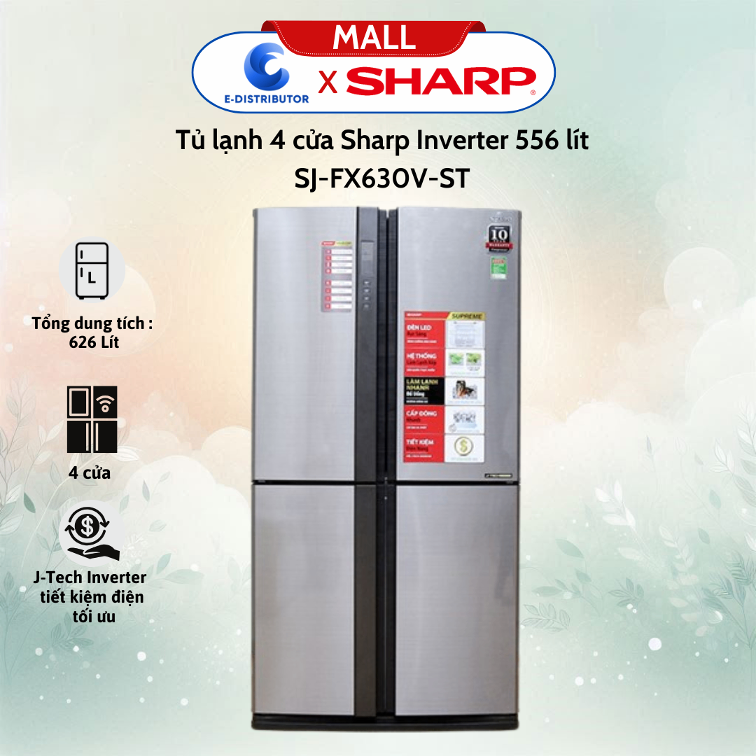Tủ lạnh 4 cửa Sharp SJ-FX630V-ST Inverter 556 lít
