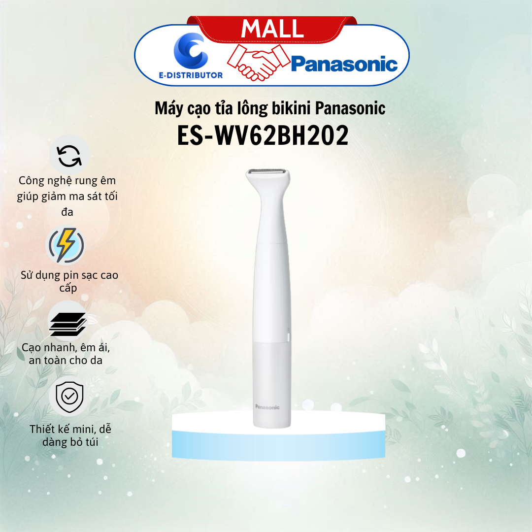 Máy cạo tỉa lông bikini Panasonic ES-WV62BH202 - Cạo nhanh, êm ái, an toàn cho da-Nhỏ gọn-Thiết kế chống nước-Kèm pin
