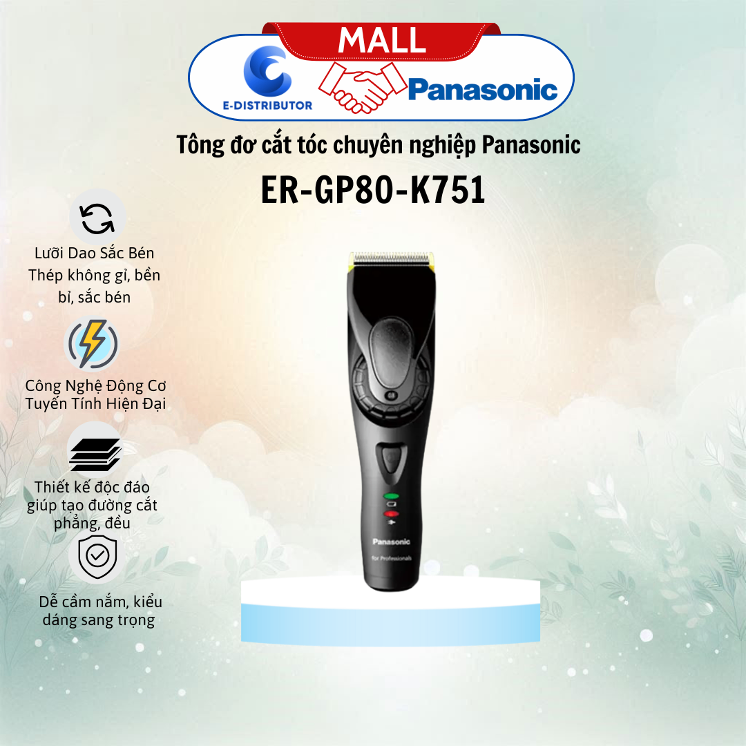 Tông đơ cắt tóc chuyên nghiệp Panasonic có thể sạc lại ER-GP80-K751