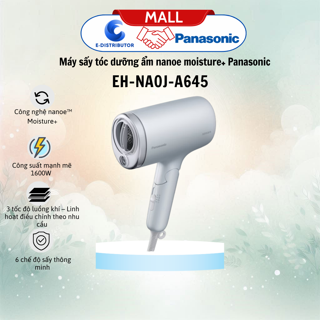 Máy sấy tóc dưỡng ẩm nanoe moisture+ Panasonic EH-NA0J-A645 giảm khô tóc, chẻ ngọn - thẩm thấu sâu để tóc bóng mượt