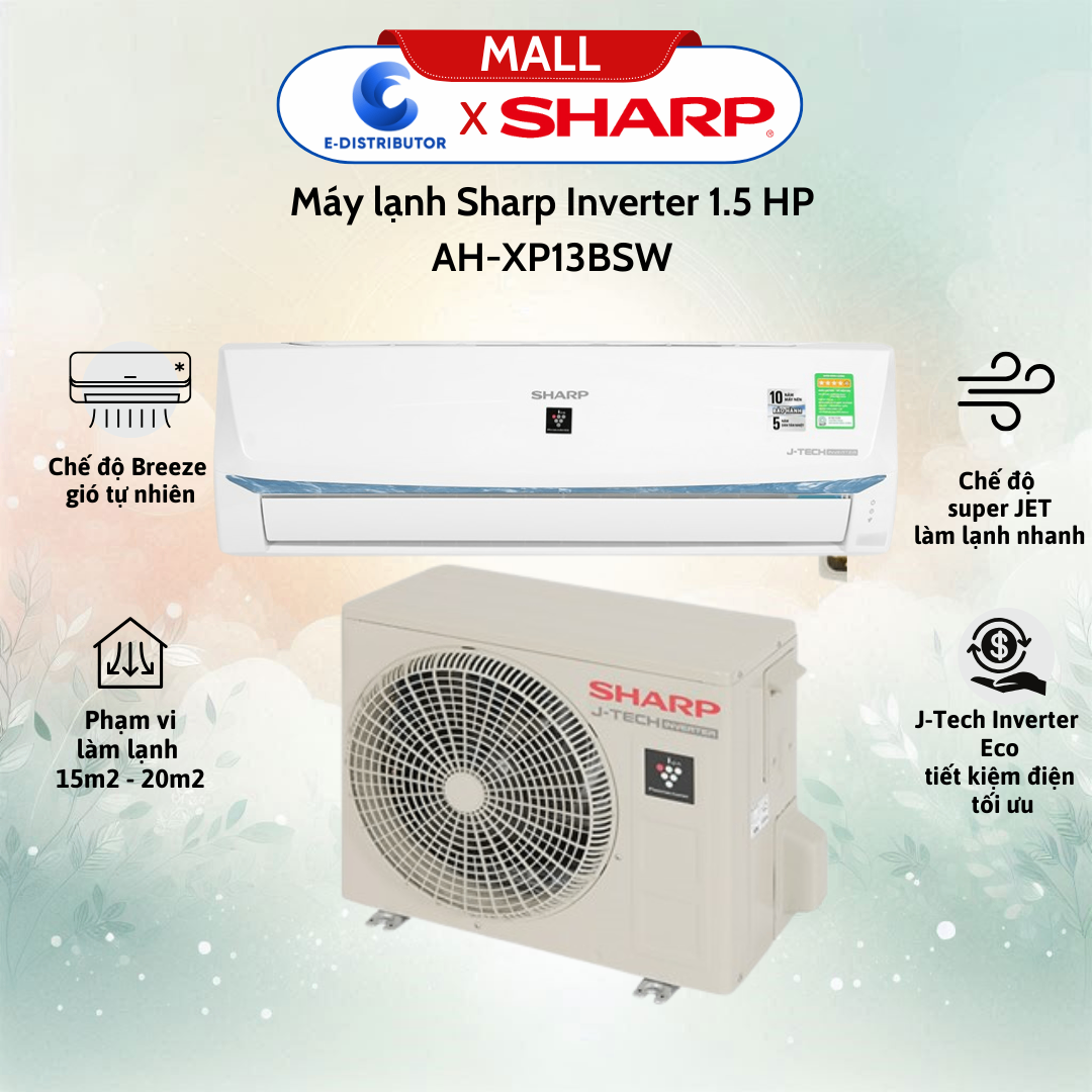 Máy lạnh Sharp AH-XP13BSW Inverter 1.5 HPMáy lạnh Sharp AH-XP13BSW Inverter 1.5 HP