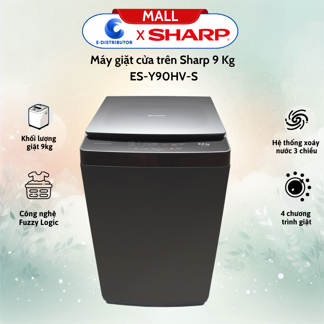 Máy giặt cửa trên Sharp ES-Y90HV-S 9 kg