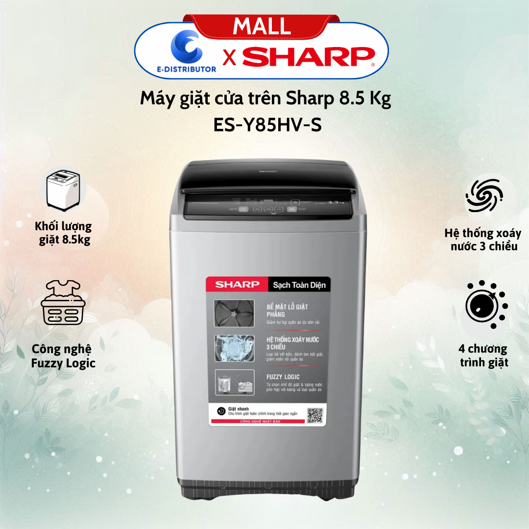 Máy Giặt cửa trên Sharp ES-Y85HV-S 8.5 Kg