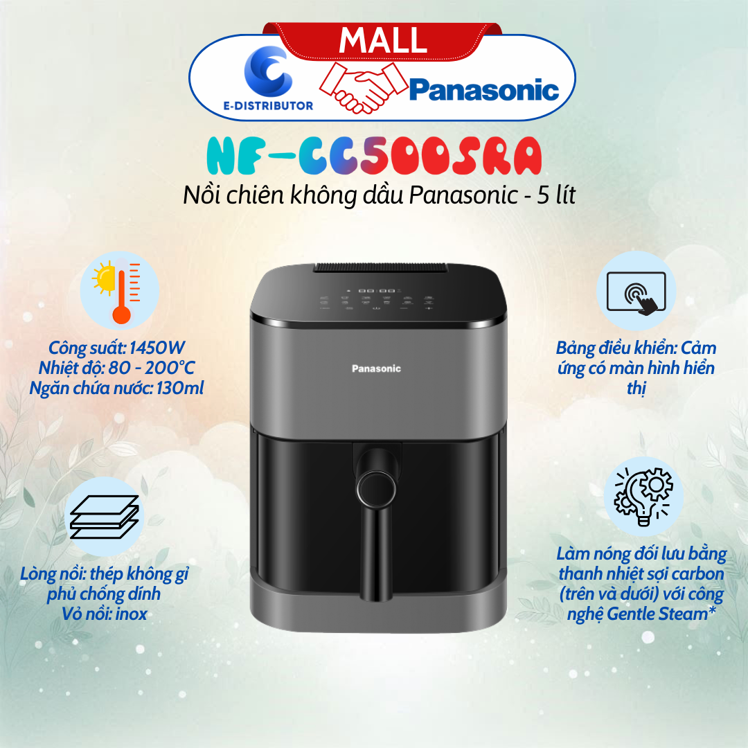 Nồi chiên không dầu Panasonic công nghệ Gentle Steam NF-CC500SRA 5L
