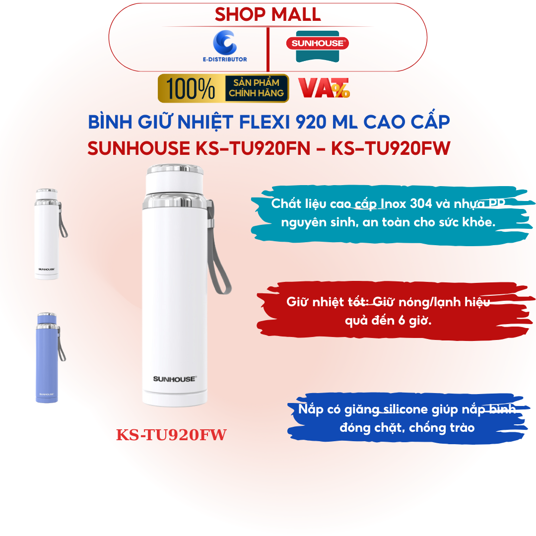 Bình giữ nhiệt Flexi Sunhouse 920 ml Sunhouse KS-TU920FW