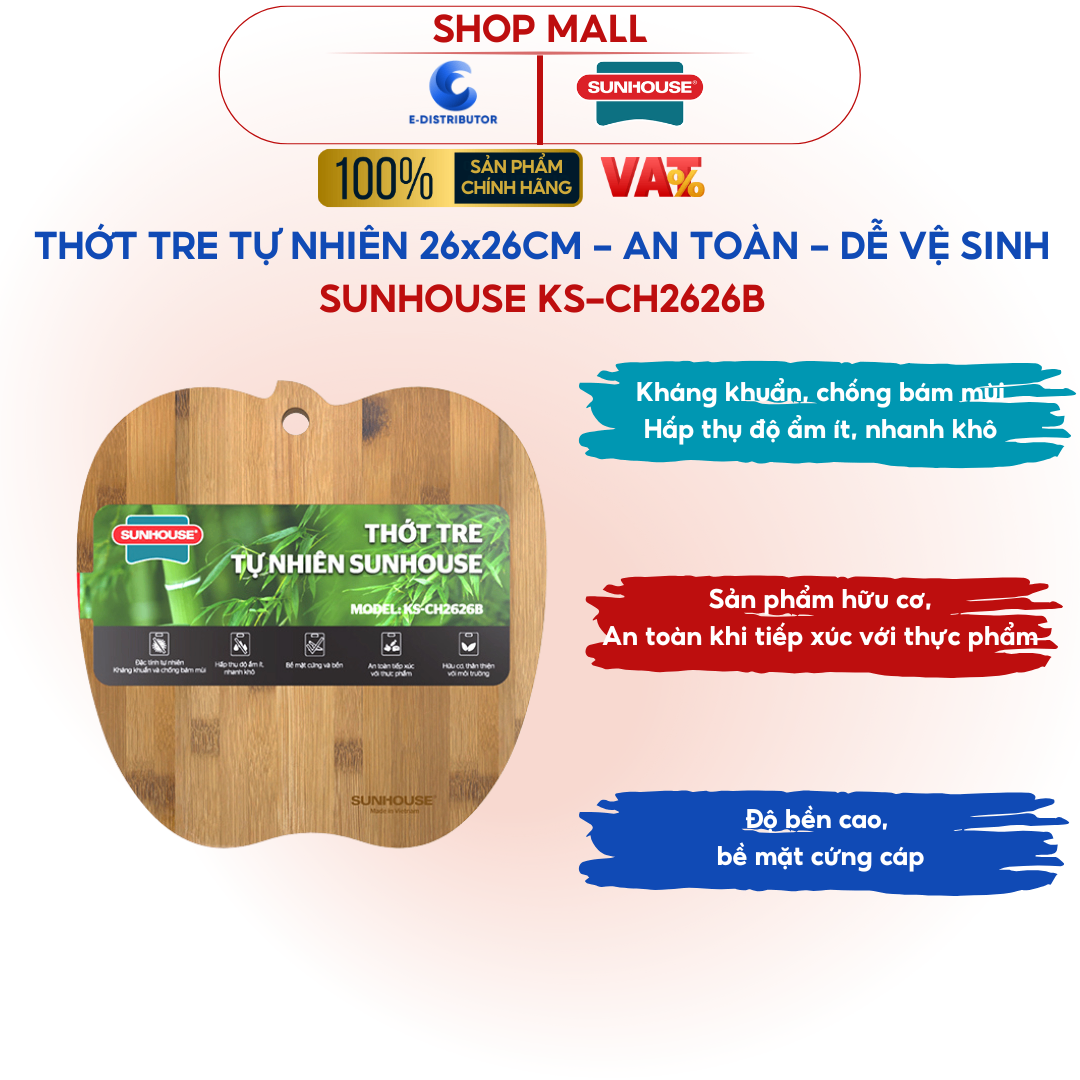 Thớt tre tự nhiên Sunhouse KS-CH2626B