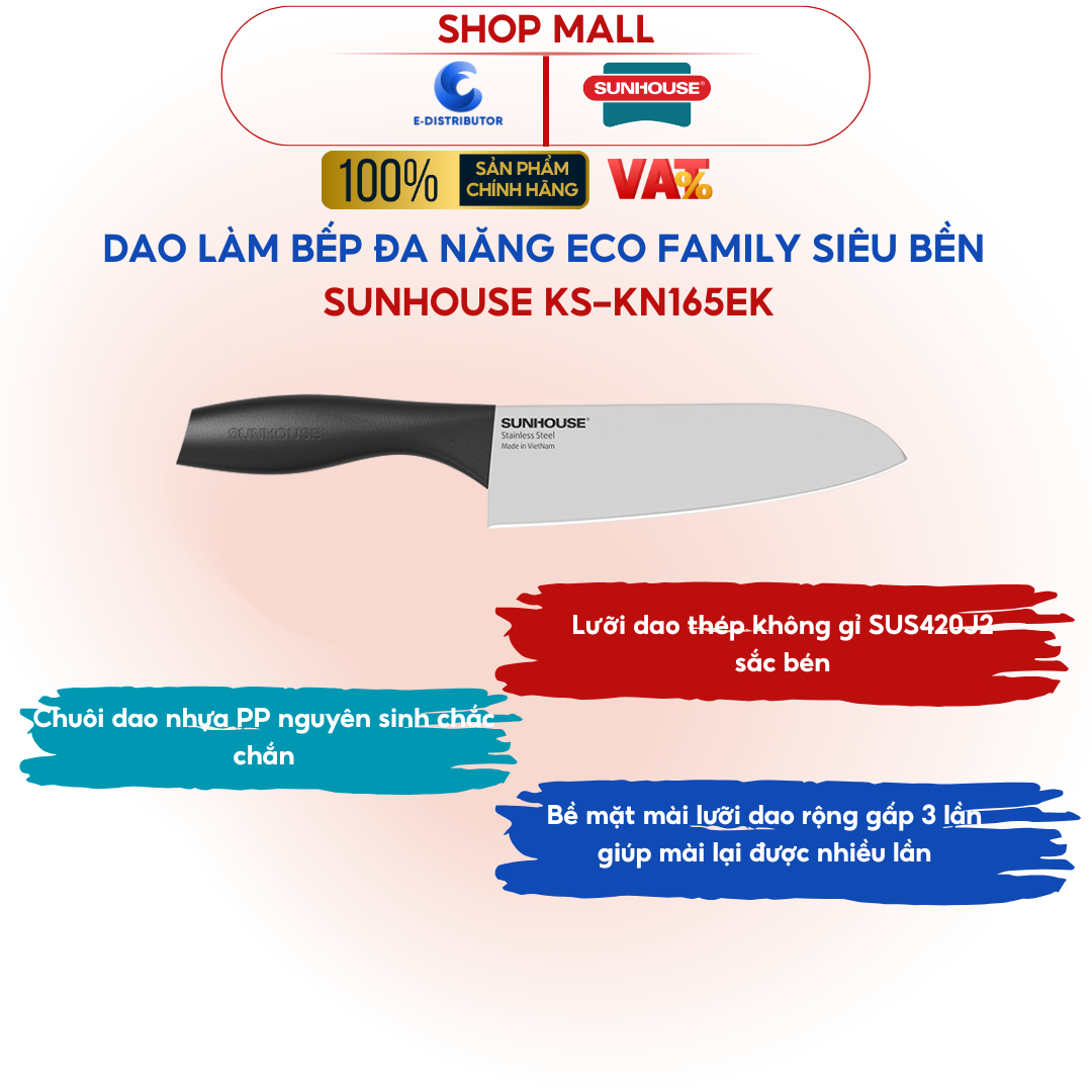 Dao làm bếp đa năng Eco Family Sunhouse KS-KN165EK