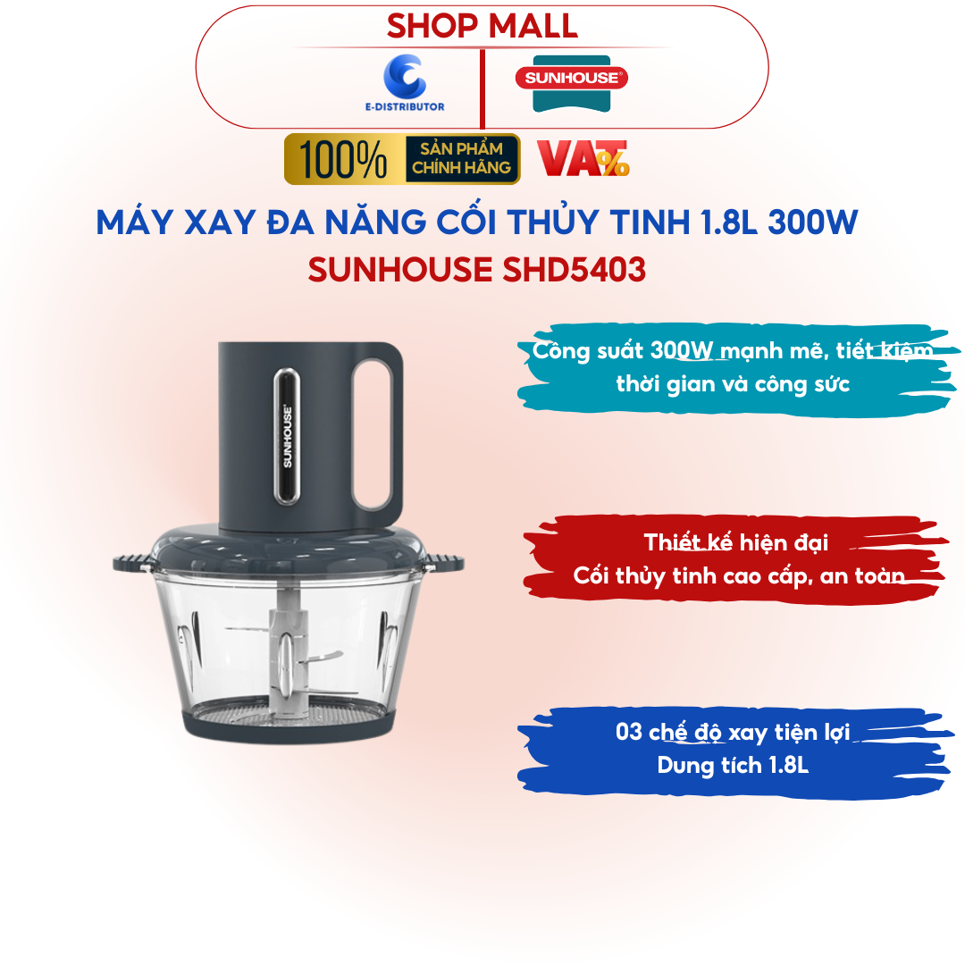 Máy xay thịt đa năng Sunhouse SHD5403 300W 1.8 lít