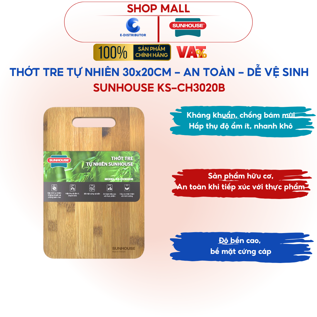 Thớt tre tự nhiên Sunhouse KS-CH3020B