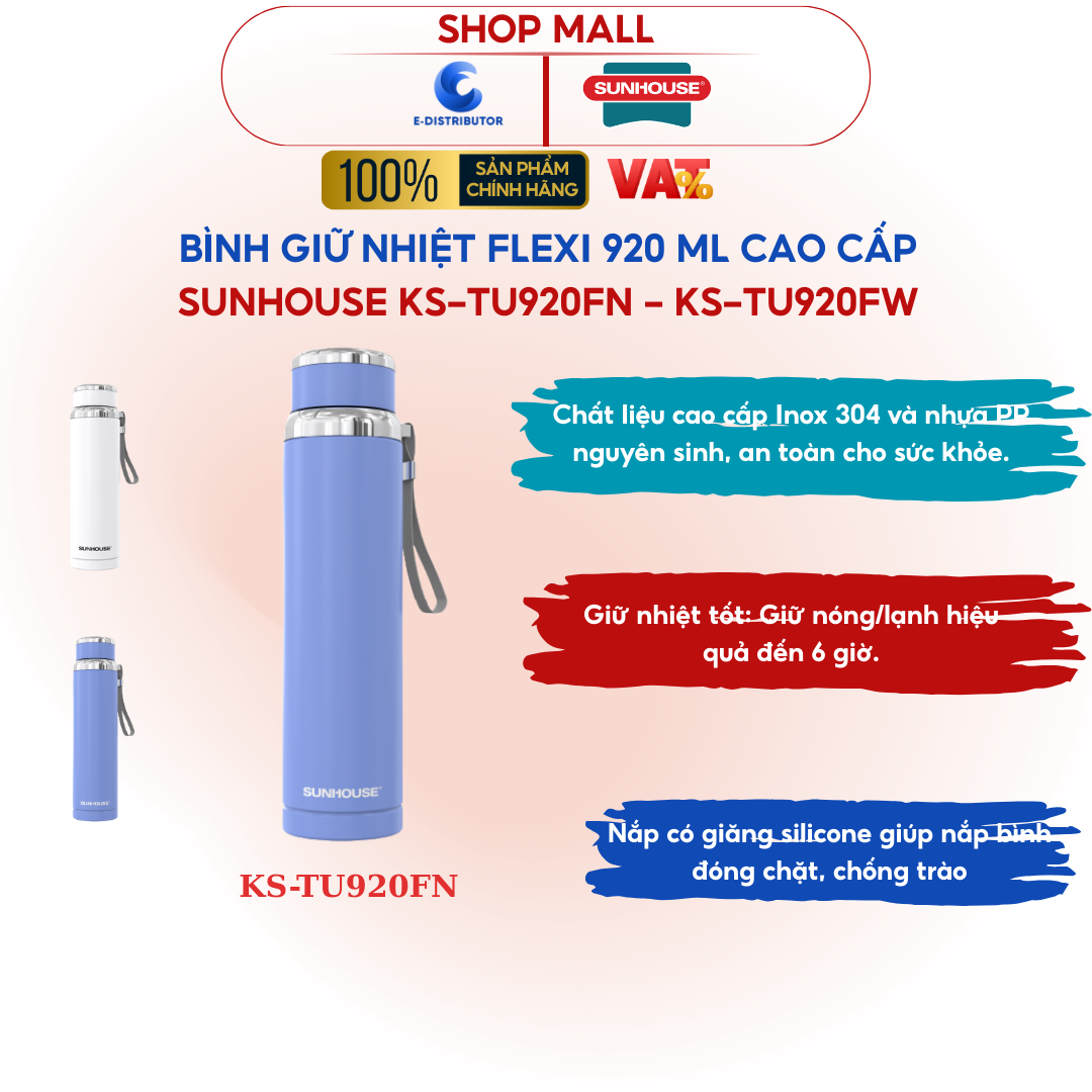 Bình giữ nhiệt Flexi Sunhouse 920 ml Sunhouse KS-TU920FN