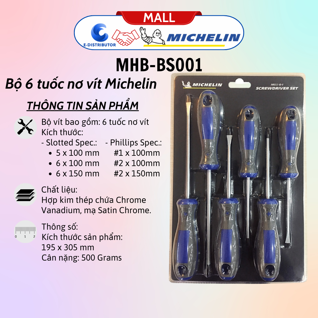 Bộ 6 tua vít Michelin BS001 - Hàng chính hãng