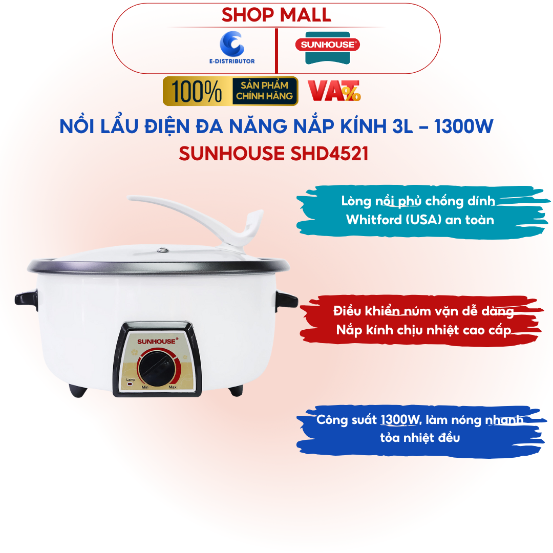 Nồi lẩu điện Sunhouse SHD 4521 3 lít