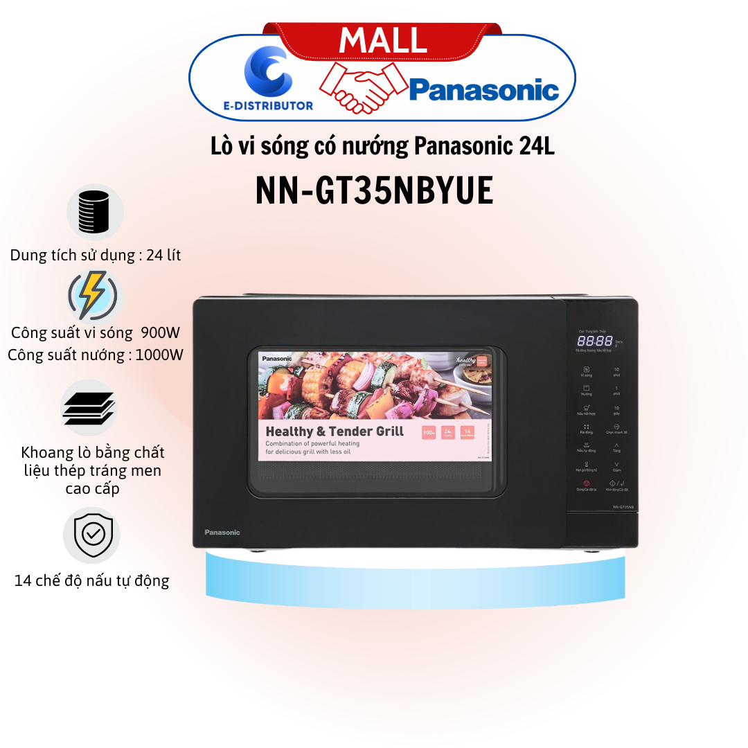 Lò vi sóng có nướng Panasonic NN-GT35NBYUE 24L