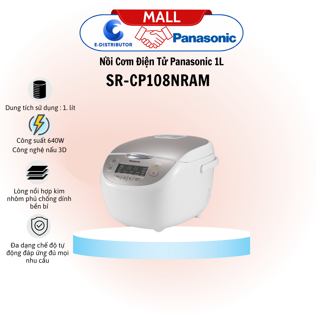 Nồi cơm điện tử Panasonic SR-CP108NRAM 1L