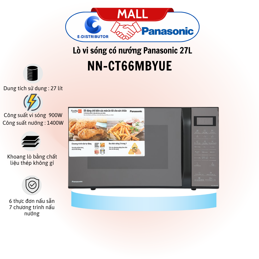 Lò vi sóng có nướng Panasonic NN-CT66MBYUE 27L