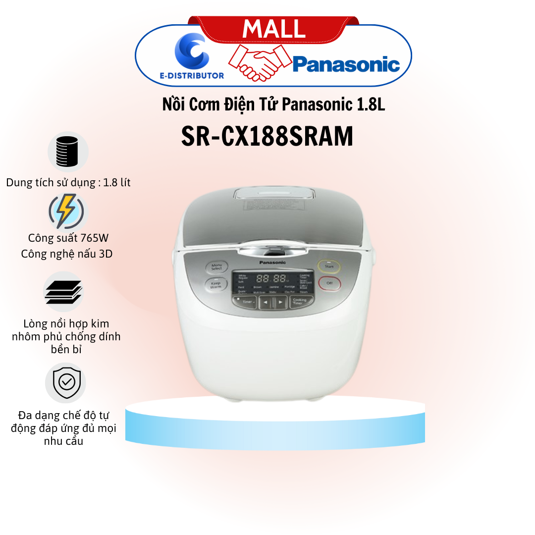 Nồi cơm điện tử Panasonic SR-CX188SRAM 1.8L