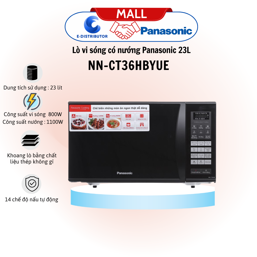 Lò vi sóng có nướng Panasonic NN-CT36HBYUE 23L