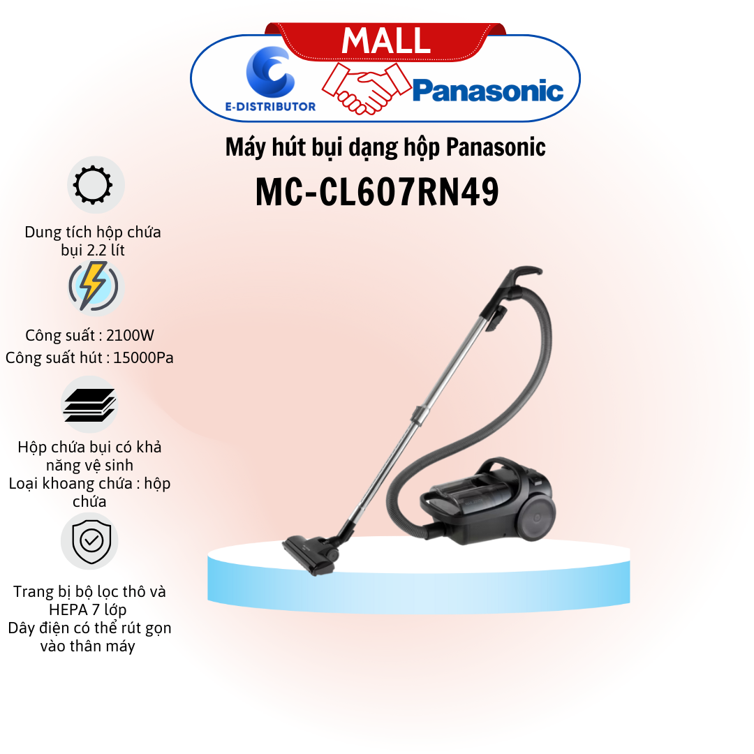 Máy hút bụi dạng hộp Panasonic MC-CL607RN49