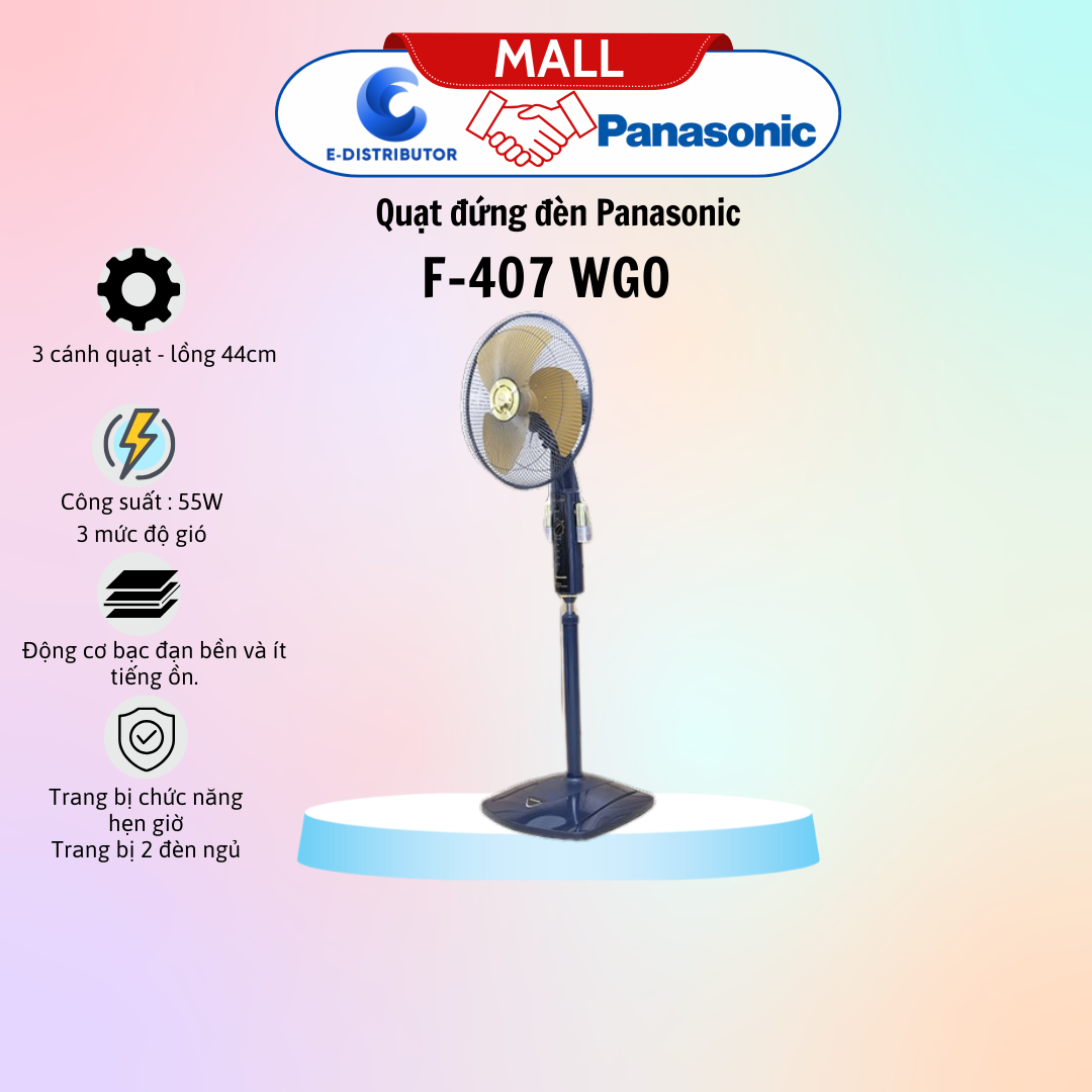 Quạt đứng đèn F-407 WGO Panasonic