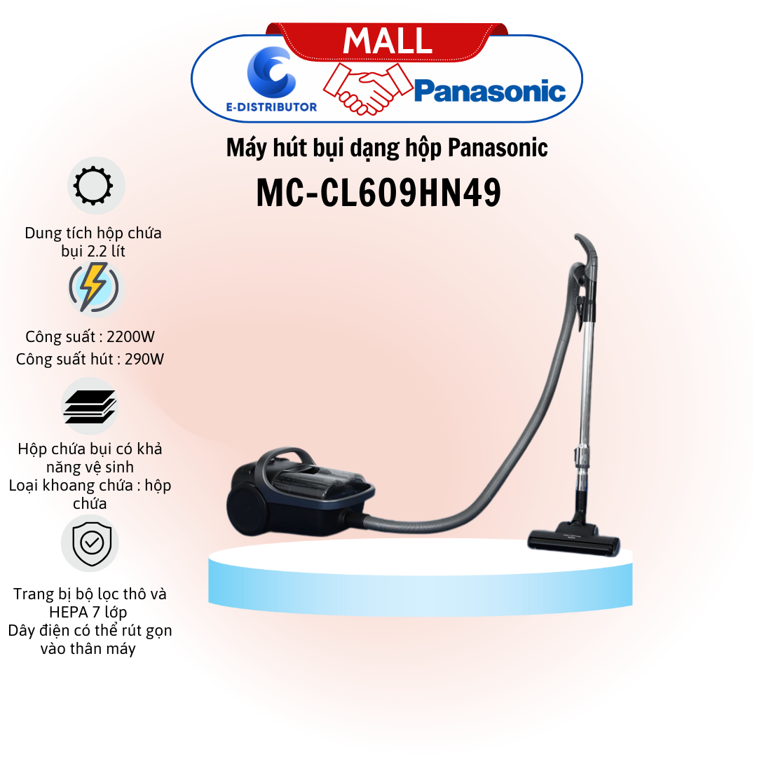 Máy hút bụi dạng hộp Panasonic MC-CL609HN49