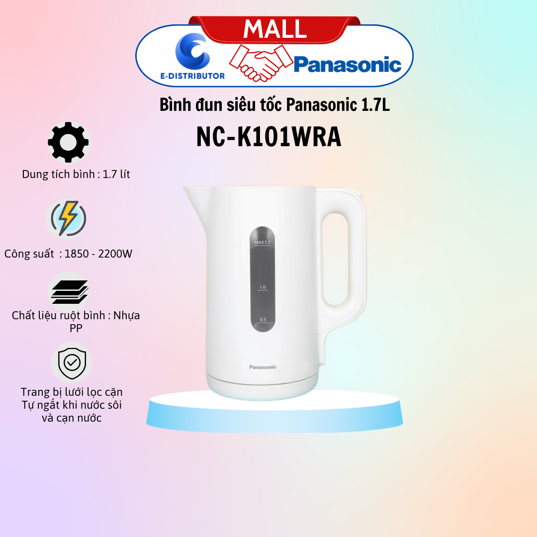 Bình đun siêu tốc Panasonic NC-K101WRA 1.7L