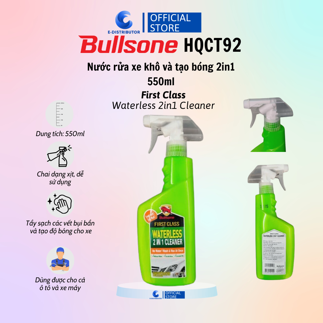 Nước rửa xe khô và tạo bóng 2in1 Bullsone HQCT92 550ml