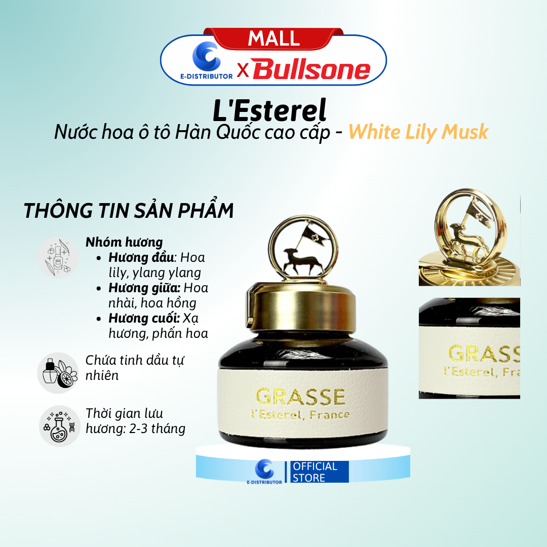 ước Hoa Ô Tô Bullsone Grasse L'Esterel - White Lily Musk HQST31