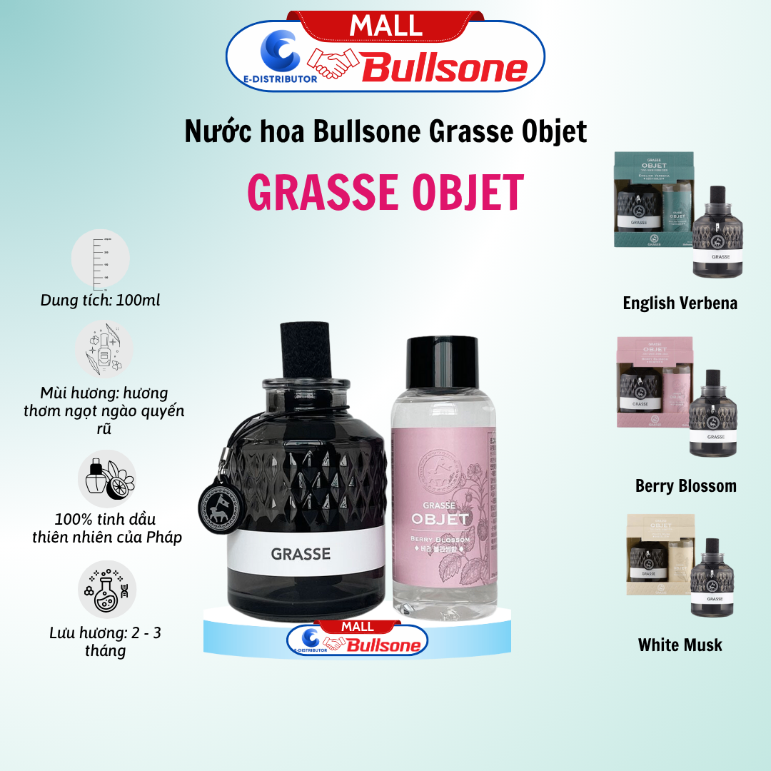 Nước Hoa Ô Tô Bullsone Grasse Objet English Verbena (Hương cỏ roi ngựa và chanh tươi) HQST74